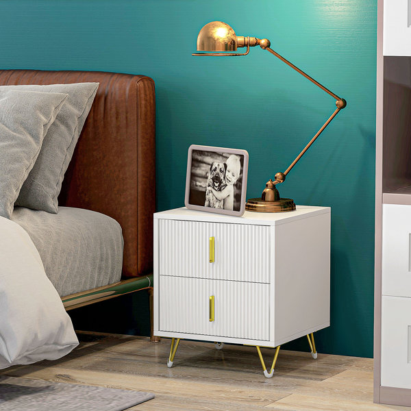 Wayfair white and gold outlet nightstand